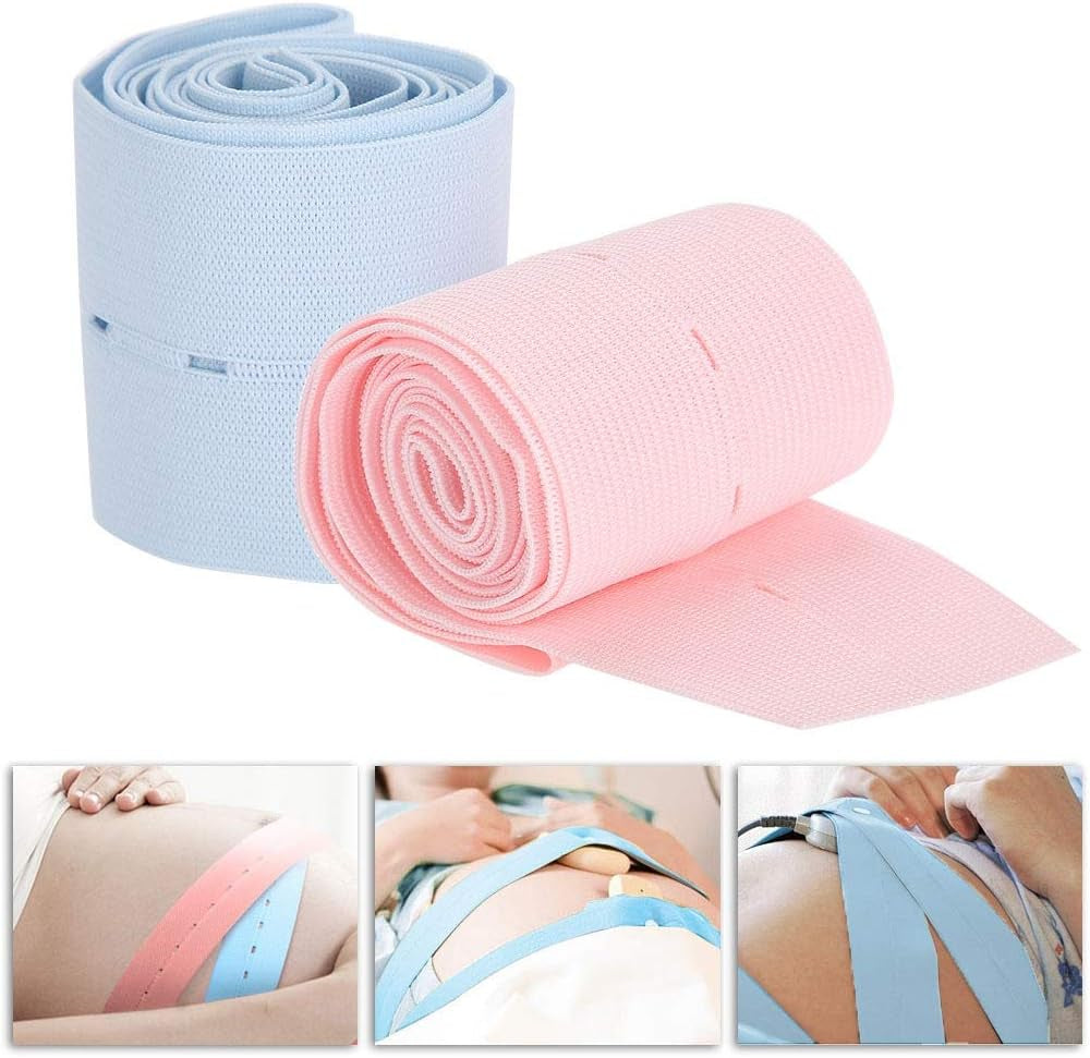 Band for Pregnancy Support, 2Pcs Fetal Heart Monitoring Belt Fetal Tape Fetal Heart Monitoring Bandage Belt with Snaps Design for Pregnant Women Use