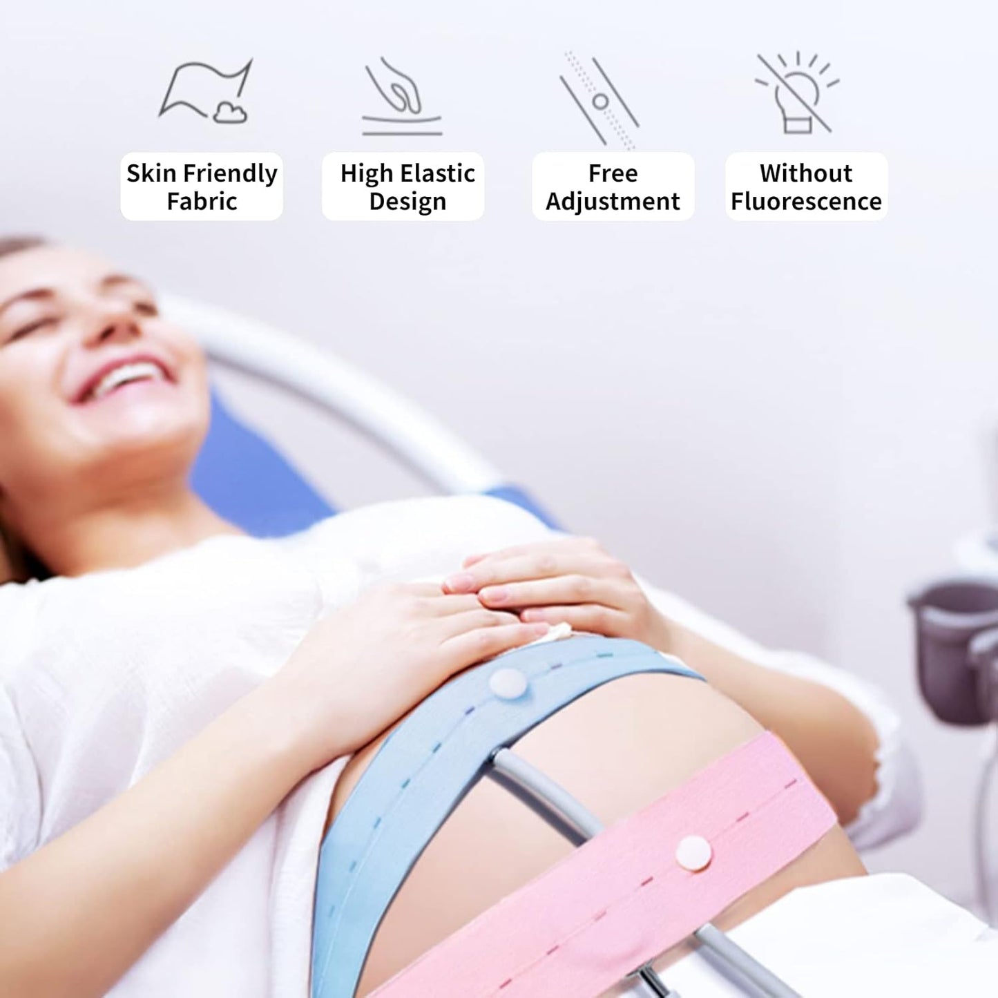 Band for Pregnancy Support, 2Pcs Fetal Heart Monitoring Belt Fetal Tape Fetal Heart Monitoring Bandage Belt with Snaps Design for Pregnant Women Use
