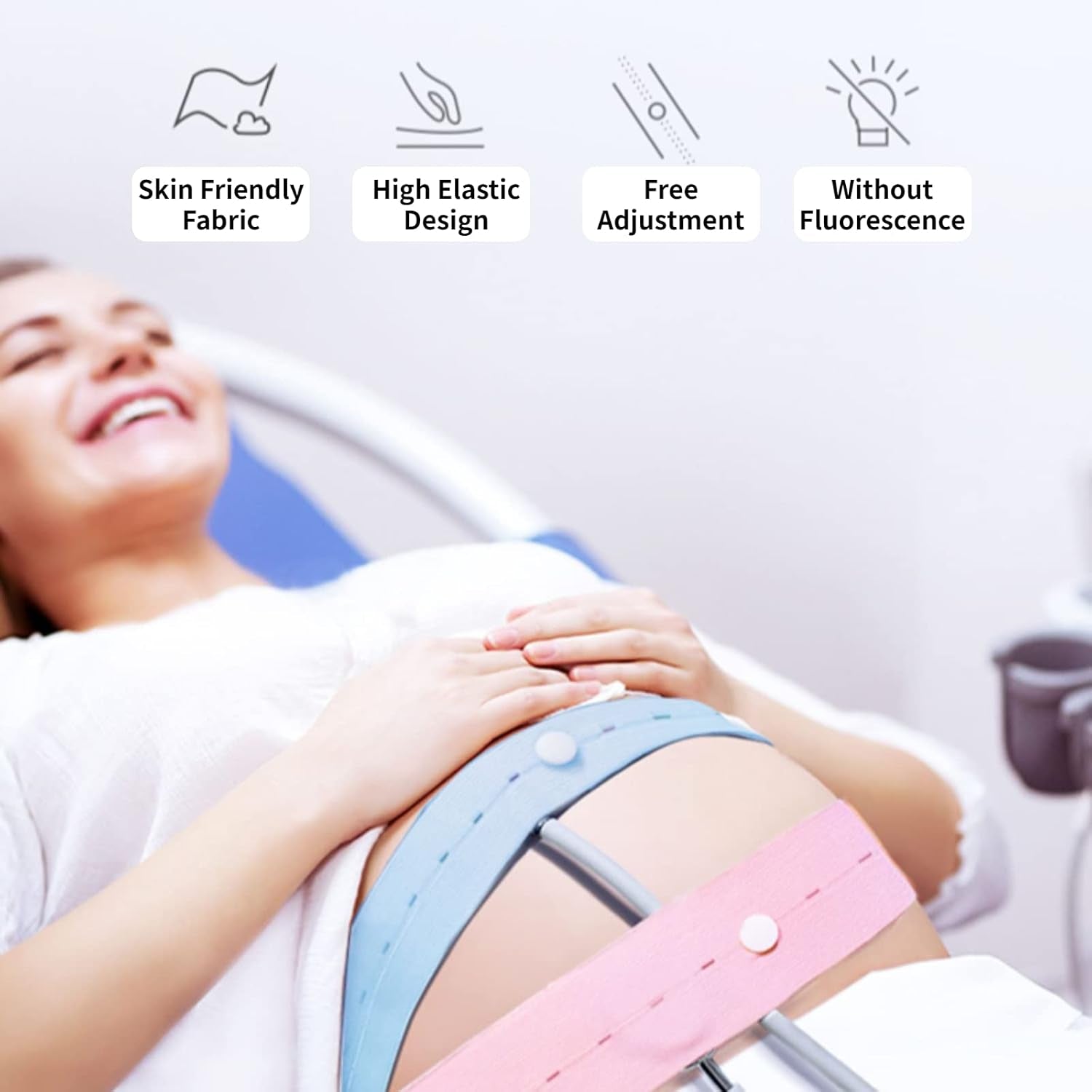 Band for Pregnancy Support, 2Pcs Fetal Heart Monitoring Belt Fetal Tape Fetal Heart Monitoring Bandage Belt with Snaps Design for Pregnant Women Use
