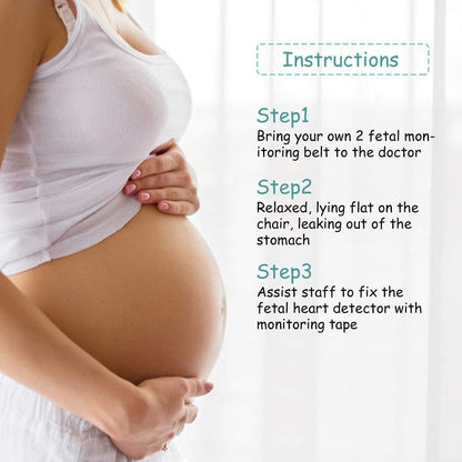 Band for Pregnancy Support, 2Pcs Fetal Heart Monitoring Belt Fetal Tape Fetal Heart Monitoring Bandage Belt with Snaps Design for Pregnant Women Use
